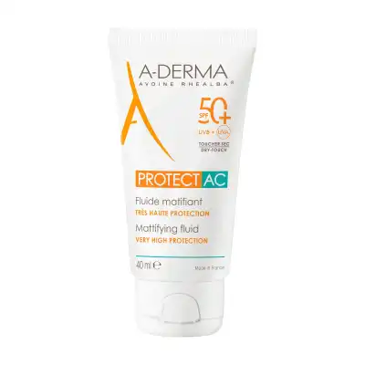 Aderma Protect Fluide Matifiant Très Haute Protection Ac 50+ 40ml à Casteljaloux