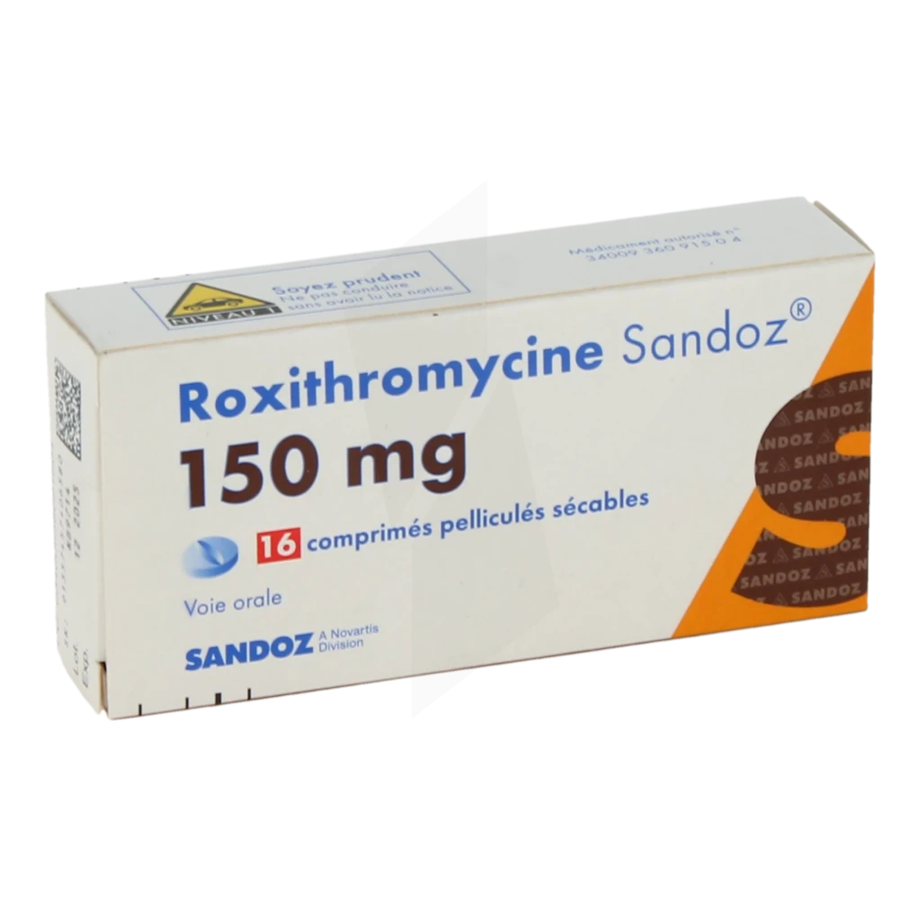 Roxithromycine Sandoz 150 Mg, Comprimé Pelliculé Sécable