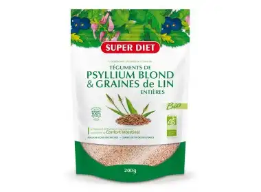 Superdiet Psyllium + Graine de Lin Bio Sachet/200g