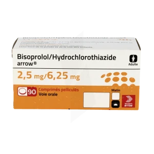 Bisoprolol/hydrochlorothiazide Arrow 2,5 Mg/6,25 Mg, Comprimé Pelliculé