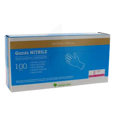 MARQUE VERTE Gant nitrile non poudré S B/100