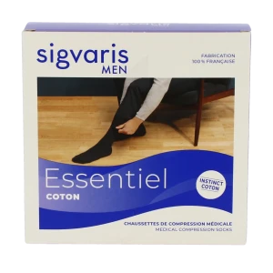 Sigvaris Essentiel Instinct Coton Chaussette Pied Ouvert Classe 2 Homme Noir Normal Xxl