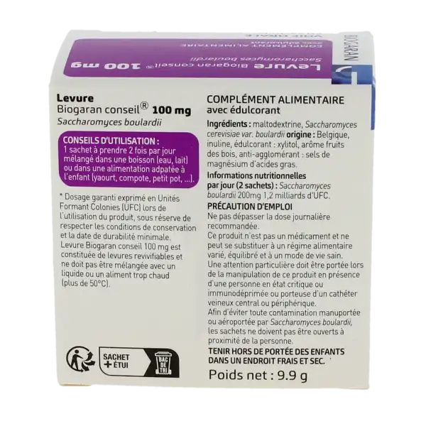 Biogaran Conseil Levure 100 Mg Poudre Fruits Des Bois Enfant 20 Sachets
