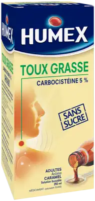 Humex 5 % Adultes Expectorant Sans Sucre, Solution Buvable édulcorée à La Saccharine Sodique à Libourne