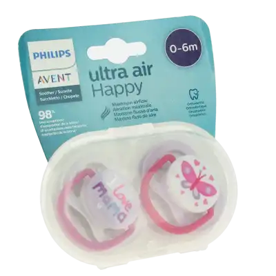 AVENT ULTRA AIR Sucette silicone 0-6mois girl love mama B/2
