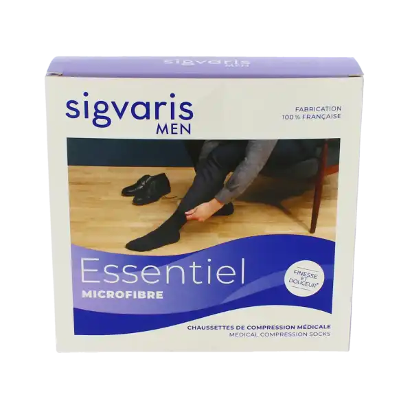 Sigvaris Essentiel Microfibre Chaussettes  Homme Classe 2 Noir Small Normal