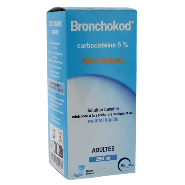 Bronchokod Adultes 5 Pour Cent, Solution Buvable édulcorée à La Saccharine Sodique Et Au Maltitol Liquide