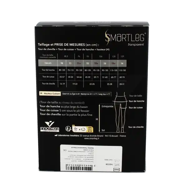 Smartleg® Transparent Classe Ii Collant Irrésistible (noir) Taille 1 Normal Pied Fermé
