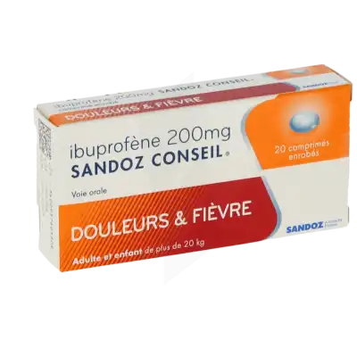 IBUPROFENE SANDOZ CONSEIL 200 mg, comprimé enrobé