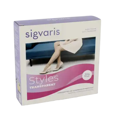 Sigvaris Styles Transparent Chaussettes  Femme Classe 2 Beige 110 Small Long à Hagetmau