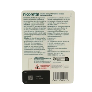 Nicorettespray 1 Mg/dose, Solution Pour Pulvérisation Buccale
