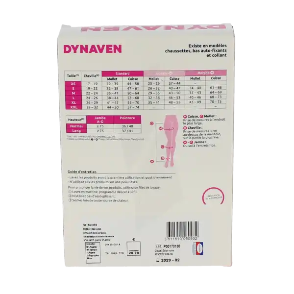 Dynaven Semi-opaque Bas Auto-fixants  Femme Classe 2 Noir Small Normal