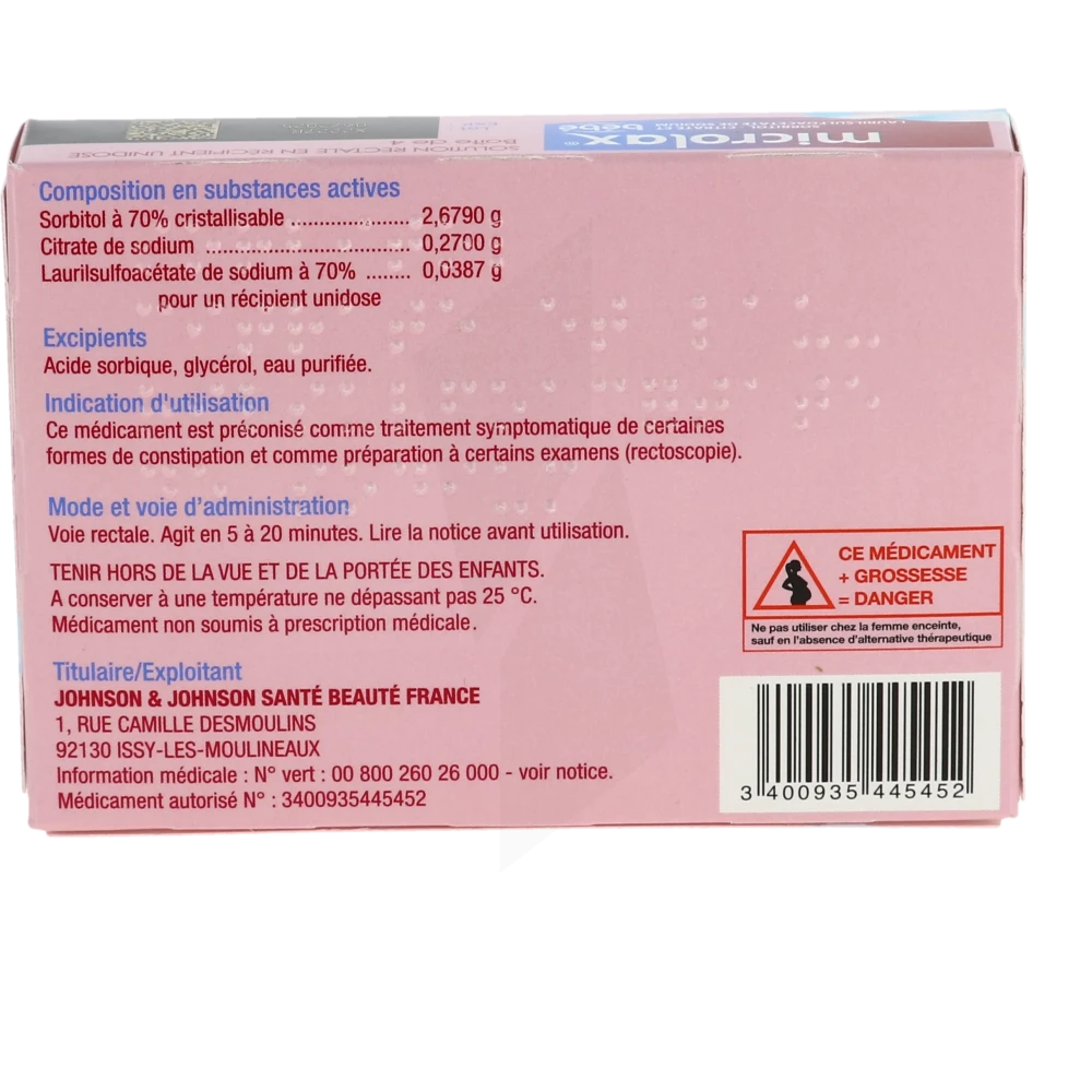 Pharmacie Saint Jean - Médicament Microlax Sorbitol Citrate Et  Laurilsulfoacetate De Sodium S Rect En Récipient Unidose  12récip-unidoses-can/5ml - Sorbitol + Sodium citrate + Sodium  laurylsulfoacétate - PORT-DE-BOUC