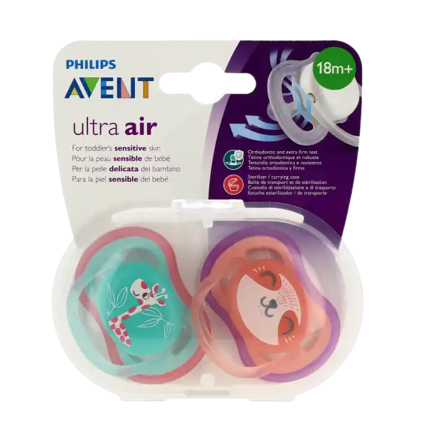 Avent Ultra Air Sucette Silicone +18mois Girl Motif B/2
