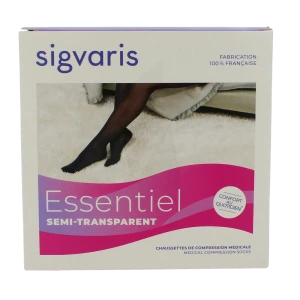 Sigvaris Essentiel Diaphane Semi-transparent Chaussette Classe 2 Femme Noir Long M