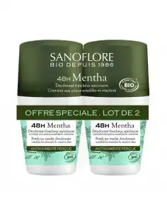 Sanoflore Déodorant 48h Mentha 2roll-on/50ml à VALENCE