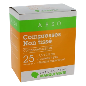 Marque Verte Abso Compresses Non-tissé 7,5x7,5