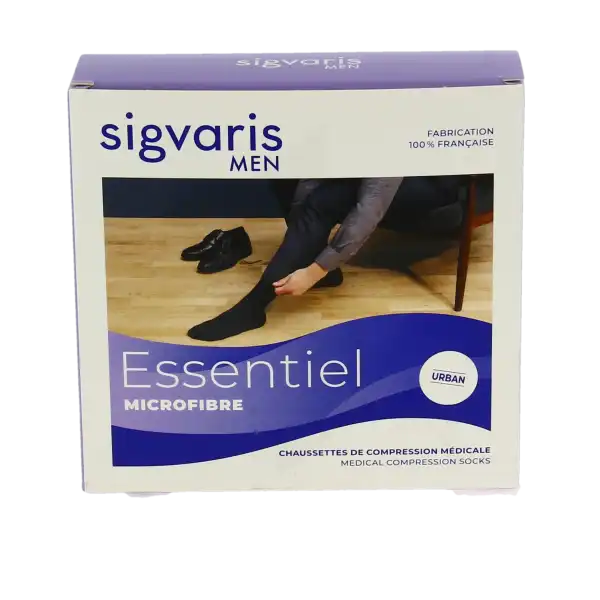 Sigvaris Essentiel Microfibre Chaussettes  Homme Classe 2 Noir Medium Normal