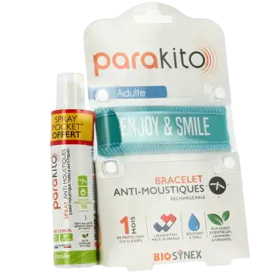 Parakito Bracelet Anti-moustique Adulte Good Vibes Bleu +spray Offert 30ml à Noisy-le-Roi