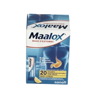 Maalox Maux D'estomac Hydroxyde D'aluminium/hydroxyde De Magnesium 460 Mg/400 Mg, Suspension Buvable En Sachet