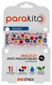 Parakito Fun Bracelet Rechargeable Anti-moustique Adulte Fleurs B/2