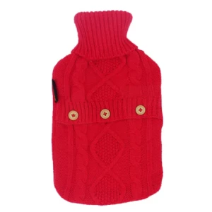 Calindoo Bouillotte Avec Housse Tricot Rouge 2l