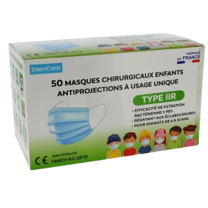 Districorp Masques Chirurgicaux Enfants Antiprojections  à Usage Unique Type Llr B/50