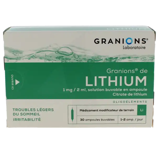 Granions De Lithium 1 Mg/ 2 Ml, Solution Buvable En Ampoule
