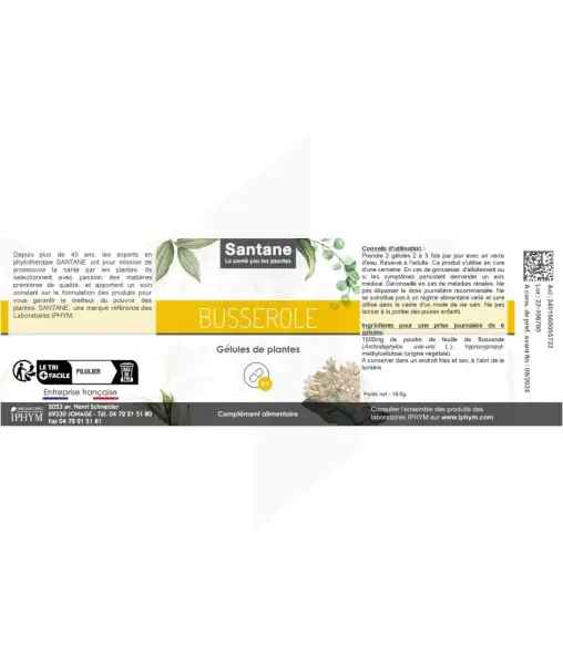 Santane Busserole Gélules De Poudre De Plantes 250mg B/60