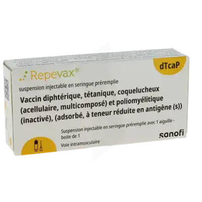 Repevax, Suspension Injectable En Seringue Préremplie. Vaccin Diphtérique, Tétanique, Coquelucheux (acellulaire, Multicomposé) Et Poliomyélitique (inactivé), (adsorbé, à Teneur Réduite En Antigène(s)) à Hagetmau