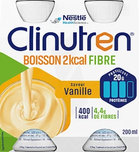 Clinutren Boisson 2 Kcal Fibres Nutriment Vanille 4 Bouteilles/200ml