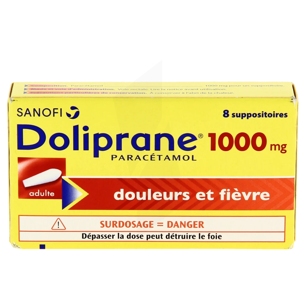 Pharmacie Saint Pierre - Médicament Doliprane 1000 Mg Suppositoires Adulte  2plq/4 (8) - Paracétamol - Gradignan