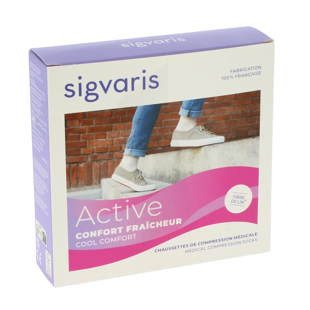 Sigvaris Active Confort FraÎcheur Chaussettes  Femme Classe 2 Écru Small Normal