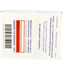 Amoxicilline/acide Clavulanique Zydus France 500 Mg/62,5 Mg Adultes, Comprimé Pelliculé (rapport Amoxicilline/acide Clavulanique: 8/1)