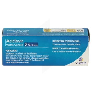 Aciclovir Viatris Conseil 5 %, Crème