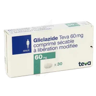 Gliclazide Teva 60 Mg, Comprimé Sécable à Libération Modifiée à Eysines