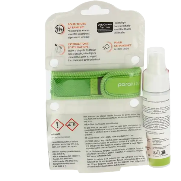 Parakito Bracelet Anti-moustique Adulte Good Vibes Vert +spray Offert 30ml