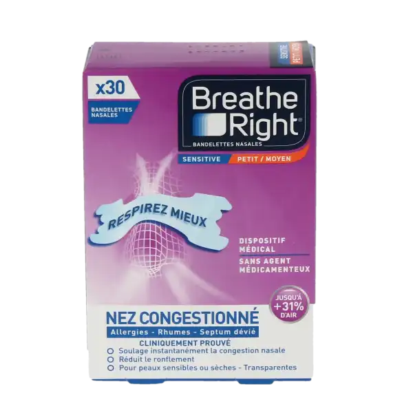 Breathe Right Bandelettes Nasales Sensitive B/30