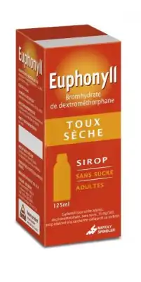 Euphonyll Toux Seche Dextrometorphane 15 Mg/5 Ml Adultes Sans Sucre, Sirop édulcoré à La Saccharine Sodique Et Au Sorbitol à FLEURANCE