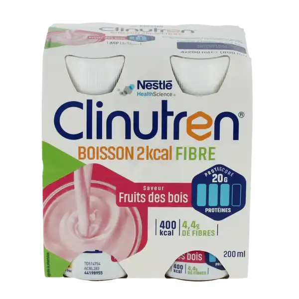 Clinutren Boisson 2 Kcal Fibres Nutriment Fruits Des Bois 4 Bouteilles/200ml