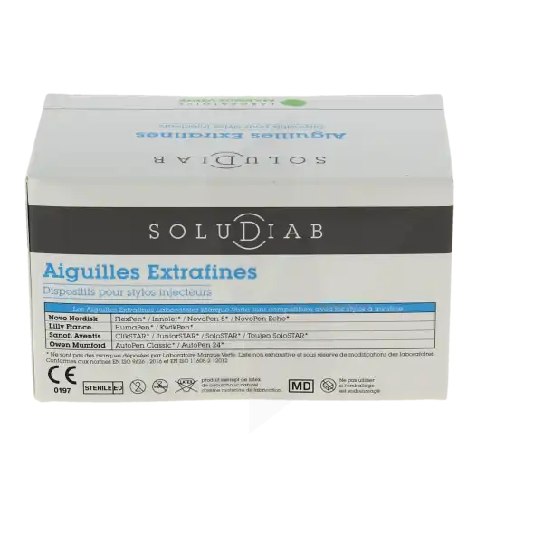 Soludiab Aiguilles Stylos Insuline 8mm Extrafines 32g  Bt100