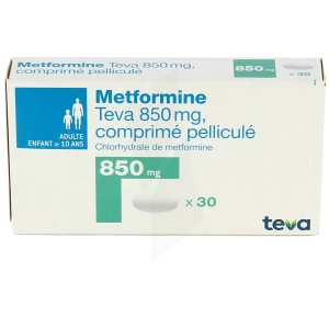 Metformine Teva 850 Mg, Comprimé Pelliculé