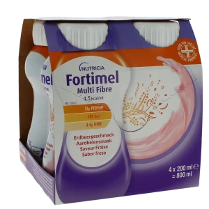 Fortimel Energy Multi Fibre Nutriment Fraise 4 Bouteilles/200ml