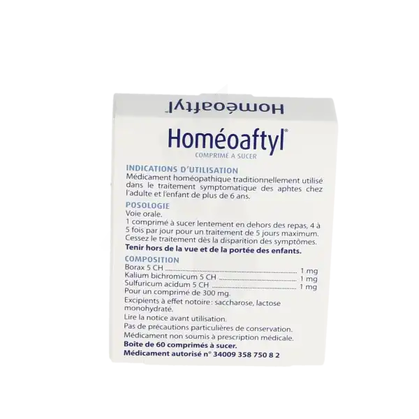 Homeoaftyl, Comprimé à Sucer