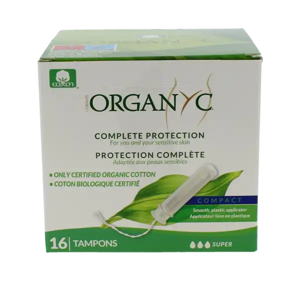 Organyc Tampon Périodique Avec Applicateur Coton Bio Super B/16