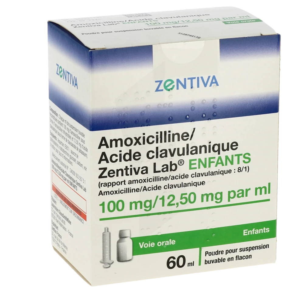 Amoxicilline/acide Clavulanique Zentiva Lab 100 Mg/12,50 Mg Par Ml Enfants, Poudre Pour Suspension Buvable En Flacon (rapport Amoxicilline/acide Clavulanique : 8/1)