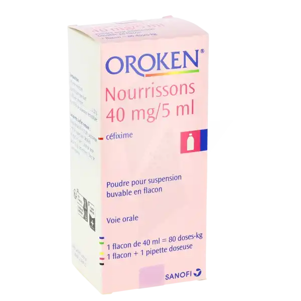 Oroken Nourrissons 40 Mg/5 Ml, Poudre Pour Suspension Buvable En Flacon