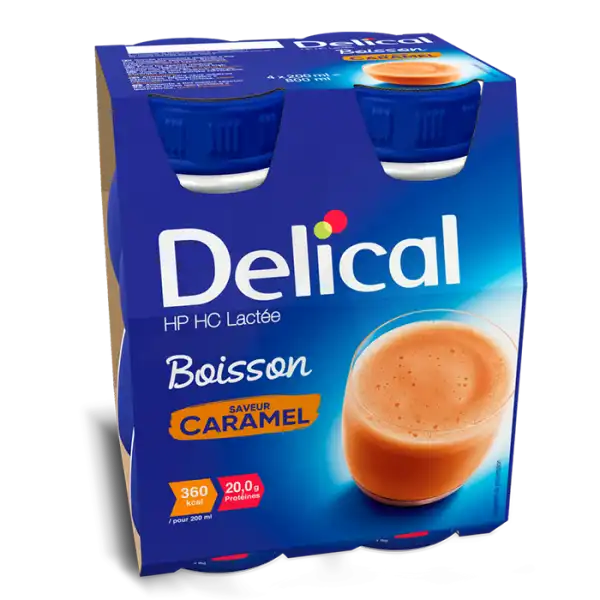 Delical Boisson Hp Hc Lactée Nutriment Caramel 4 Bouteilles/200ml