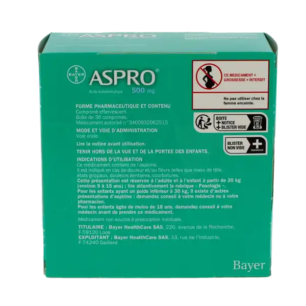 Aspro 500 Effervescent, Comprimé Effervescent
