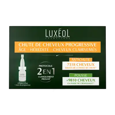 Luxéol Chute De Cheveux Progressive 2 En 1 Solution 14 Ampoules/6ml à DIGNE LES BAINS